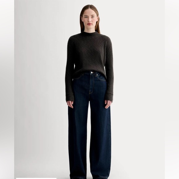 Everlane  Cozy Ribbed  Funnel Neck Sweater Black Size M  Organic Cotton Blend - Picture 4 of 14